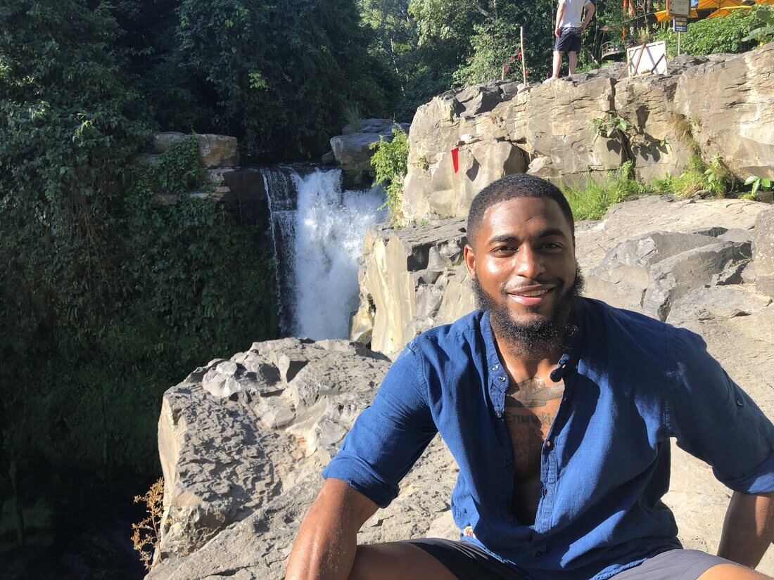 Brian Mays at Tegenungan Falls, Bali